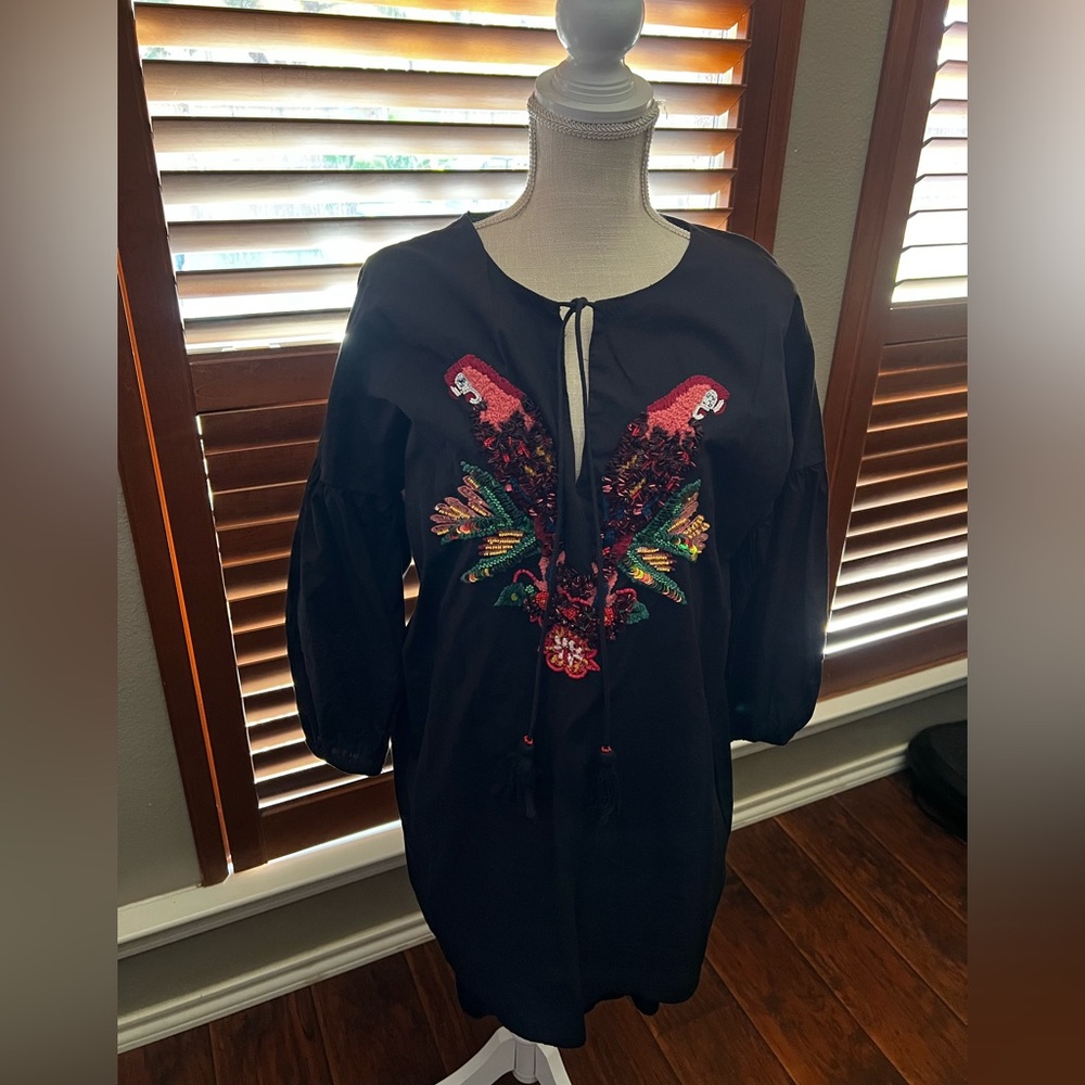 Zara Black Dress with Colorful Sequin Design